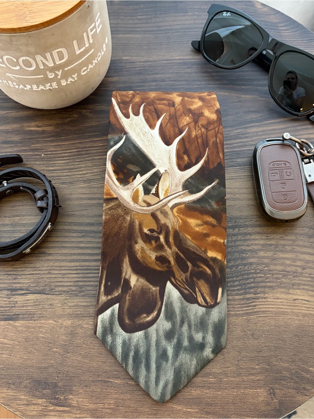 VTG 1993 WWF World Wildlife Fund Moose Silk Tie Nature Graphic 90s